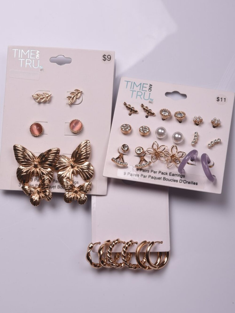 Mixed Fashion Earring Lot – Time and Tru & George Jewelry (3 Card Set)